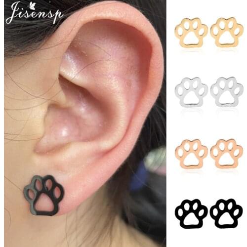 Cartoon Animal Dog Paw Stud Earrings for Women Kids Multiple Tiny Stainless Steel Earings Minimalist Jewelry Piercing Pendientes