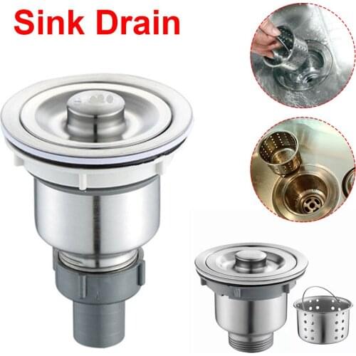 110mm Kitchen Sink Drain Strainer Assembly Stainless Steel With Removable Deep Waste Basket And Sealing Lid Kitchen Accessory