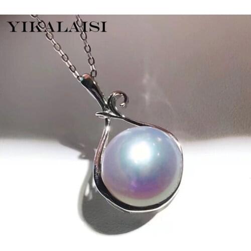YIKALAISI 925 Sterling Silver Necklaces Jewelry For Women 11-12mm Oblate Natural Freshwater Pearl Pendants 2021 Wholesales