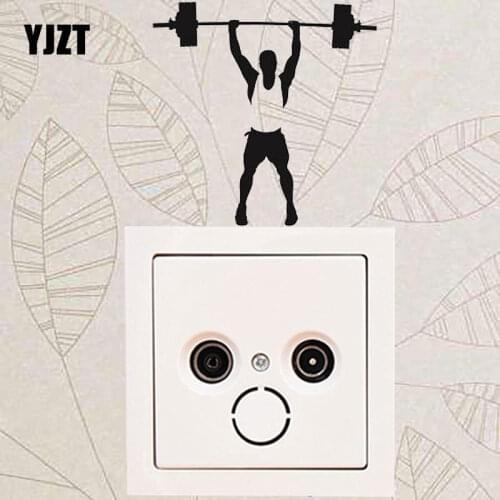 YJZT Weightlifting Man Sportsman Muscles Gym Vinyl Bedroom Wall Sticker Light Switch Decal 8SS2299