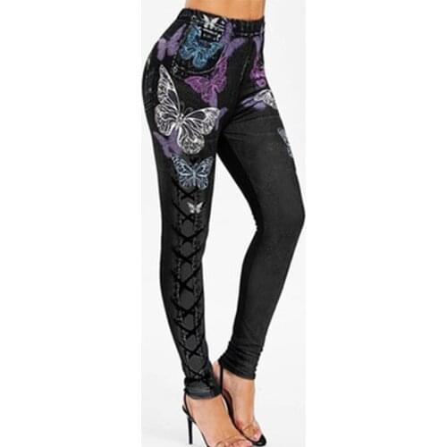Push Up Seamless High Waist Jeans Printed Leggings Women Elastic Jogging Pants Leggins Stretch well Plus Size Yoga Pants 5XL