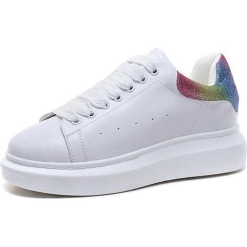 Soft and comfortable PU leather shoes woman casual shoes sneakers 2020 spring new shoes white increase high heels women sneakers