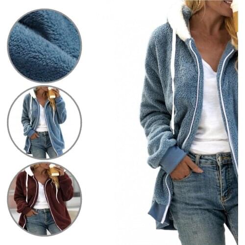 Winter Jacket Long Sleeve Simple Cardigan Contrast Colors Winter Coat
