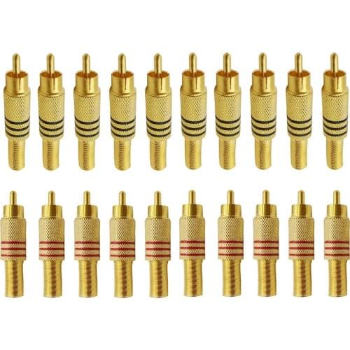 100Pcs RCA Connector Gold Plated Plug Audio Male Adapter With Spring Cable Protector