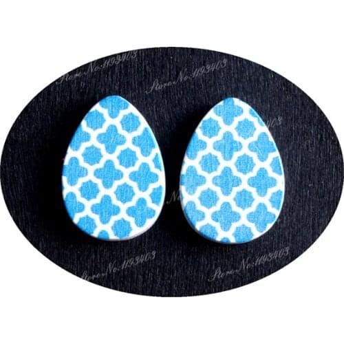 13x18mm Tear Drop Shape Painted Wood Laser Cut Cabochon to make DIY Rings, Earrings, Brooch, Necklace pendant