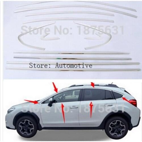 2012-2014 2015 2016 2017 for SubaruXV High quality stainless steel Car window trim strip(12pcs)