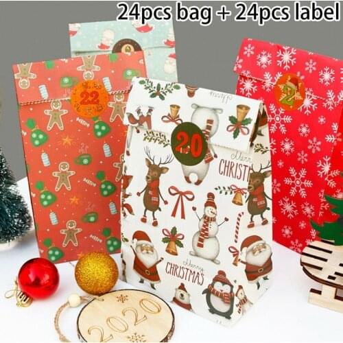 New 24Pcs Christmas Paper Bag Candy Box Treat Gift Bags Kids Party Favour 6 Styles