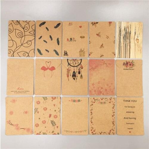 30pcs Kraft Printed Feather Display Cards Jewelry Packaging Hang Tag Card Chain Paper Card for Jewelry DIY 7*5cm