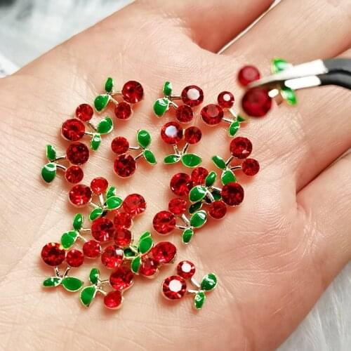 3D Cherry Nail Decoration - 3D Kawaii Nail- Sunflower 20pcs Cherry Rhinestones Juicy Cherry charms Kawaii shiny Nail Rhinestone