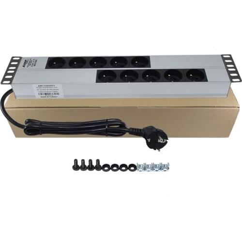 Amp Connect PDU 19 "2U 10 WAY FRENCH TYPE NFC 61314 SOCKET ALUMINIUM PROFILE FRAME PDU