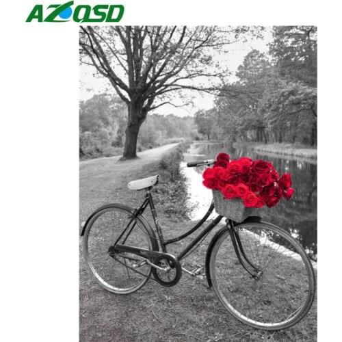 AZQSD Full Drill Diamond Painting Bicycle Embroidery Scenery Picture Of Rhinestones Gift Wall Art Handmade Cross Stitch Kits
