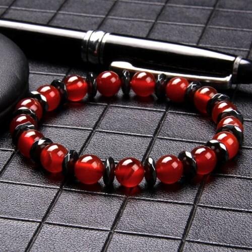 Natural Round Beaded Hematite Spacer Bracelets Tiger Eye Lava Stone African Turquoises Jaspers Bead Male Female Bracelet Jewelry