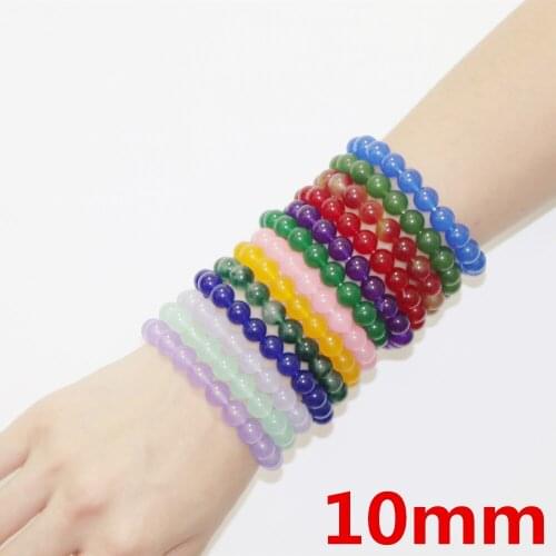 10mm Wholesale Price Strecth Bracelet for Women Charm Bracelets Natural Stone Jades Beads Bangle Wristband Gift Jewels 19cm B366