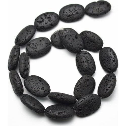 13x18mm or 15x20mm Black Lava Flat Oval Stone Loose Beads Fit Necklace Bracelet Jewelry making Free Shipping 5 Strands/Lot