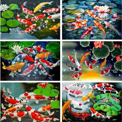 Evershine Full Square Diamond Painting Fish Rhinestones Mosaic 5D DIY Animals Diamond Embroidery Full Display Home Decor Gift