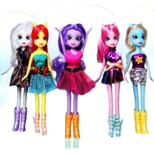 5Pcs/ Lot 25cm High PVC Action Figures Toy Cute Princess Ponies Unicorn Doll for My Girls Christmas Little Gift