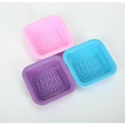 1 pcs Soap mold DIY cold 100% words silicone Cake mold Green material Easy mold release square Pastry mould manual Soap mold