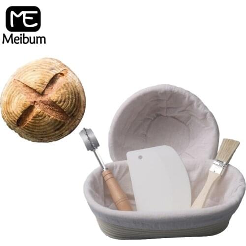 Country Bread Fermentation Rattan Basket 5PCS Baguette Banneton Brotform Proofing Proving Baskets Dough Knife Brush Linen