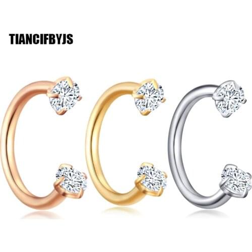 TIANCIFBYJS Horseshoe Nose Piercing Ring Hoop 16G Steel Septum Lip Ear Body Jewelry Cartilage Barbell Tragus Stud Earrings 60pcs