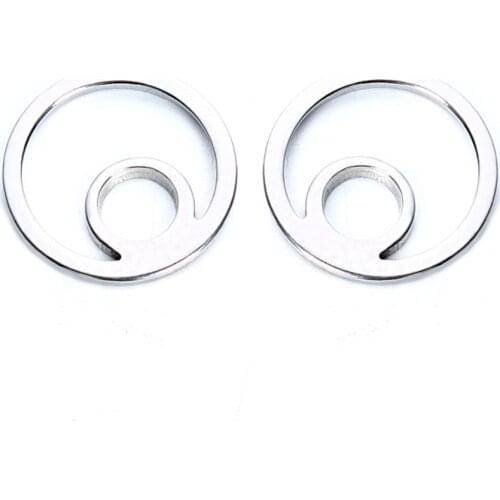 LOULEUR 20pcs/lot 15mm Silver Color Stainless Steel Round Charm Pendants Connector for Bracelets Diy Jewelry Making Findings