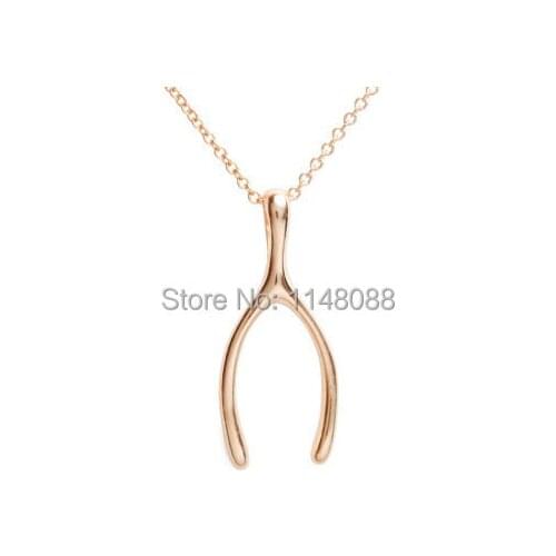 DANGGAO fashion Newest List Jewelry Necklace, Gold Large Wish Bone Pendant Lucky Bone
