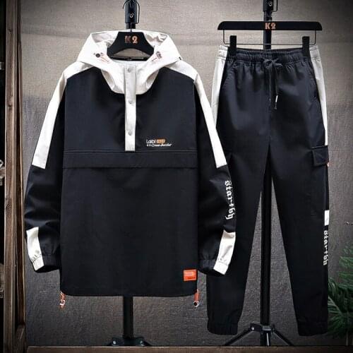 Men Outfit Set Autumn Mens Hoodie + Sports Trousers Youth Trend Handsome Fashion Mens Two-piece Streetwear Men Tracksuit