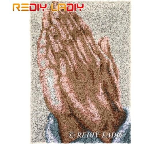 Latch Hook Kits DIY Carpet Rug Sincere Prayer Plush Wall Tapestry Kit Crochet Floor Mat Thick Yarn Cushion Arts & Crafts 61*88cm