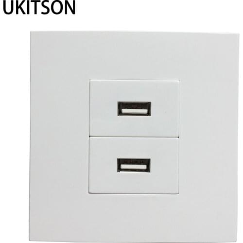 Dual USB2.0 Port Wall Panel Outlet 2 USB Socket Faceplate 86x86mm For Data Transfer