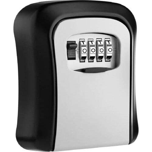 Wall Mounted Key Safe Box Aluminum Alloy 4-Digit Combination Key Storage Box Waterproof for Indoor Outdoor