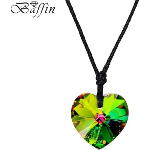Baffin Original Made With SWAROVSKI Elements Crystal Heart Pendant Necklace With Rope No Clasp For Mothers Day Gift