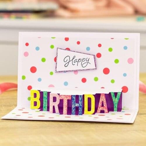 Panalisacraft 3D sentiment happy birthday Metal Cutting Dies for DIY Scrapbooking/Card Making/Kids Fun Decoration Supplies