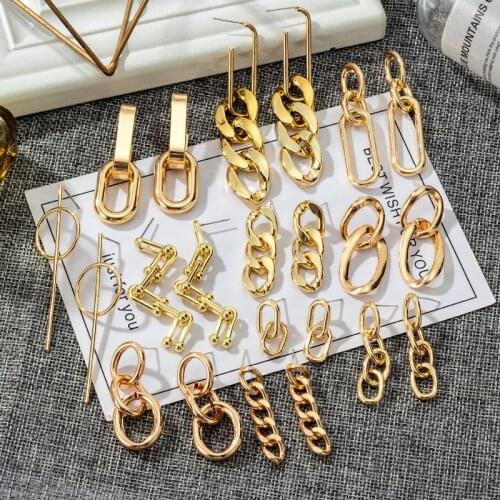 New Fashion Punk Chain Earrings For Women Pearl Chain Bohemian Earrings Hanging Earring Geometricss Modern 2021 Trend Jewelry