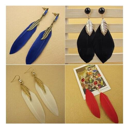Feather leaf opal earrings/new 2015 handmade dangle long big earings/brincos femininos/aretes/bijoux femme/boucles d'oreilles