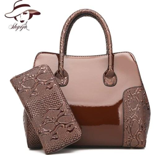 Luxury High Quality Patent Leather Women Handbag 2 Sets Ladies Composite Bags Fashion Messenger Bags Ladies Wallet Shoulder Bag