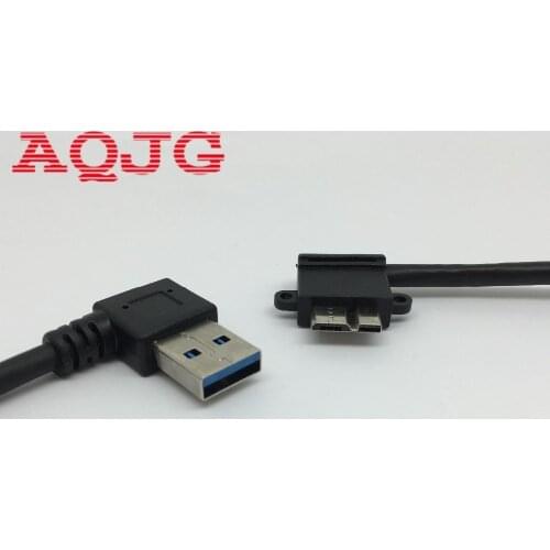 90 degree angled 25cm 10Pin Blue Generic USB 3.0 A Male AM Plug to BM Micro B Male Left Cable Adapter Connector Converter AQJG