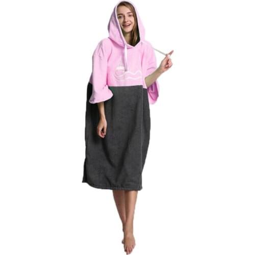 Unisex Women Men Beach Bath Swimming Surf Poncho Robe With Hood Wetsuit Changing Towel - Water Absorbent & Quick Dry