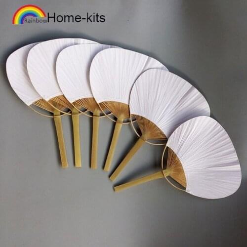 3 White Fans Can Do Graffiti by Yourself White Fan Bamboo Fan Pure White Handle Painting Blank Group Fan