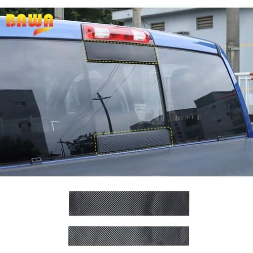 BAWA Soft carbon fiber Interior Mouldings Rear Windows Cover Decoration Sticker For Dodge RAM 1500 Year 2011+ Car Accessories