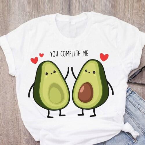 Women Avocado Ladies Love Couple Cute Cartoon Short Sleeve Summer Lady Tops T-Shirt Shirt Womens Clothing Tees Female T Shirt
