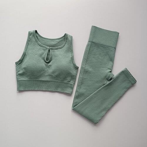 Women 2 Pieces Seamless Yoga Suit Underwear Set Sports Bra + Leggings For Fitness Sport Tracksuit Gym Clothing Sets Female 2021