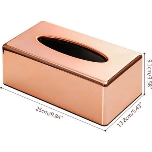 2021 New Elegant Rose Gold Rectangle Napkin Paper Rack Tissue Box Towel Napkin Container Holder Home Office Car