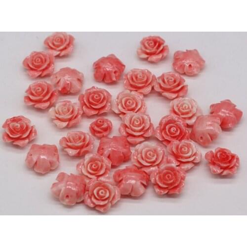 10pcs/lot Pink Coral Rose Flower Beads Synthetic Coral Hand-carved Loose Spacer Beads for DIY Earring Bracelet Jewelry Making