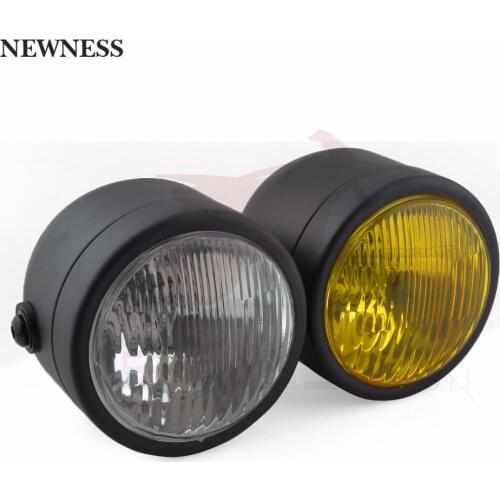 Black Twin Headlight 4inch White+Amber Lense Motorcycle Double Dual Lamp for Harley Yamaha Motocross Streetbike