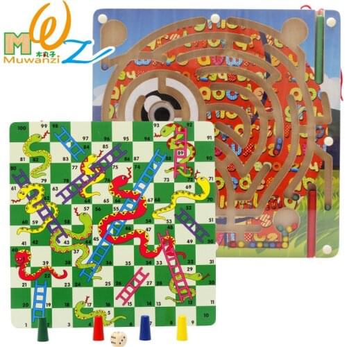 Children Toy Wooden Children Puzzle Game Toy Magnetic Maze Children Education Wooden Puzzle Intellectual Toy Jigsaw Board M85