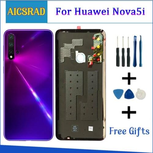 For Huawei Nova 5i Battery Back Cover Case Rear Door Housing Back Cover for Huawei Nova 5i Repair Spare Parts + 3M Glue