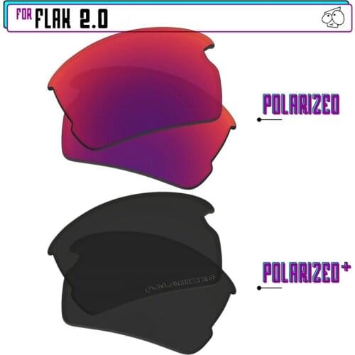 EZReplace Polarized Replacement Lenses for - Oakley Flak 2.0 Sunglasses - BlackPPlus-MidnightP