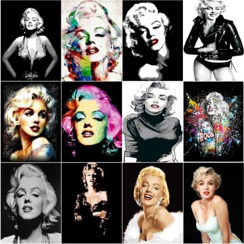 GATYZTORY DIY Painting By Numbers Marilyn Monroe Oil Picture By Numbers Handpainted Wall Art Painting on Canvas Home Decoration