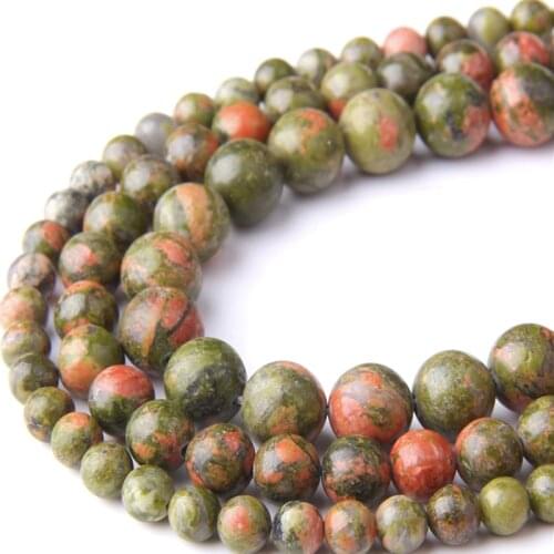 Stone Beads Natural Unakite Bulk Bead Polish Round Loose Beads For Bracelet Making DIY Jewelry 6/8/10MM Pick Size 15.5'' Strand