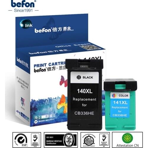 Befon Re-Manufactured 140XL 141XL Ink Cartridge Replacement for HP 140 141 HP140 for Photosmart C4583 C4283 C4483 C5283 D5363
