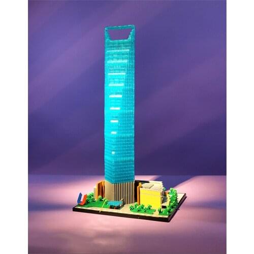 Lezi LZ8010 World Famous Architecture Model Set Shanghai World Financial Center Micro Mini Blocks China Building 4173pcs Blocks
